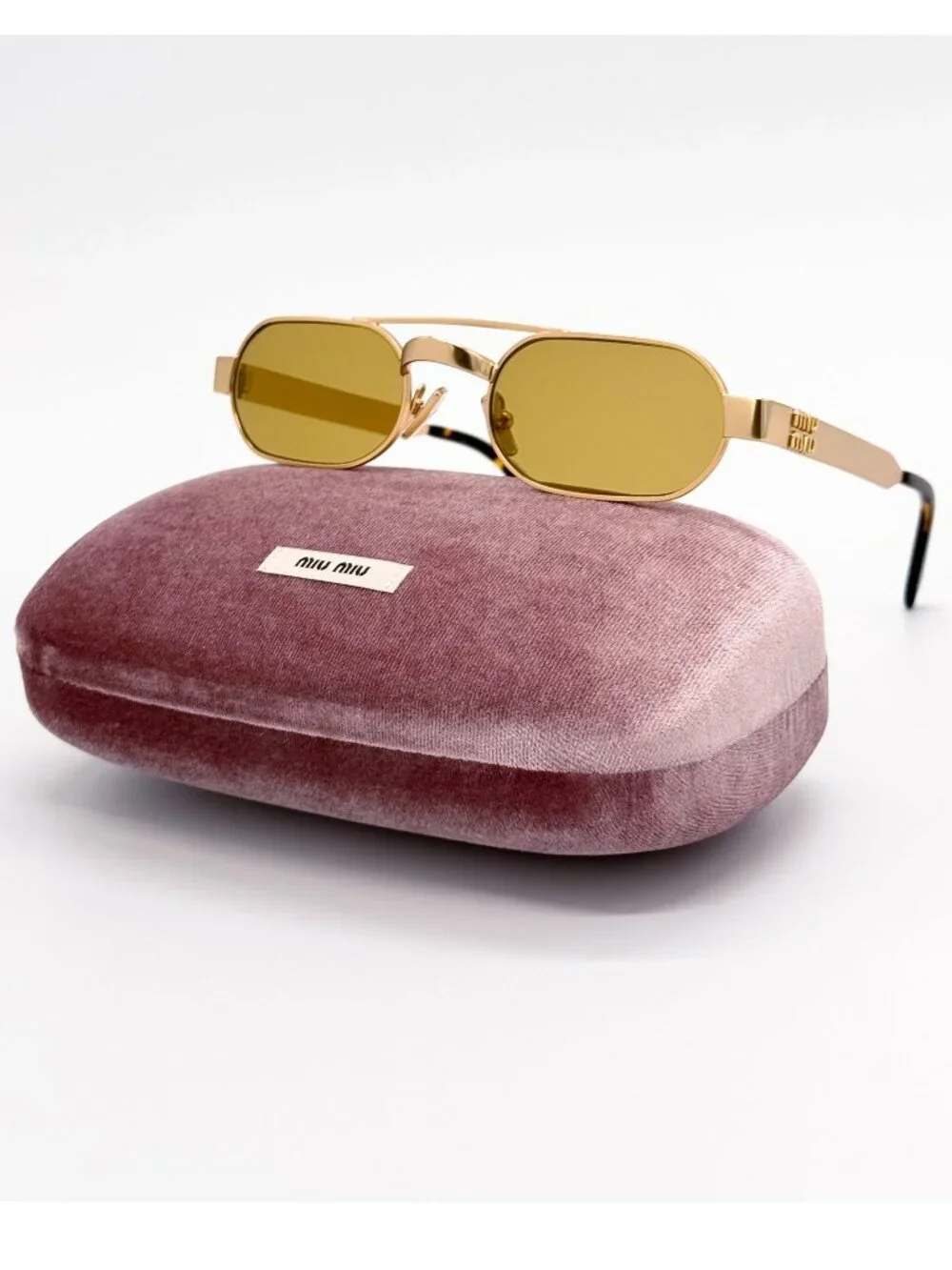 New Miu Miu MUB52S 22M10Y Gold Yellow Women Sunglasses SMU B52